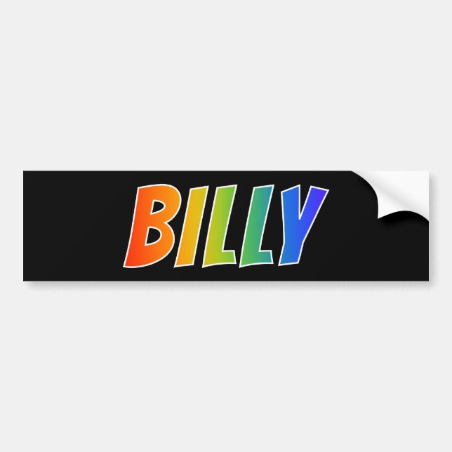 Vorname "BILLY": Fun Rainbow Coloring Autoaufkleber (Vorne)