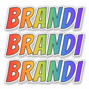 Vorname "BRANDI" mit Spaß-Regenbogen-Farbton Aufkleber