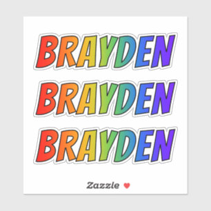 Vorname "BRAYDEN" mit Spaß-Regenbogen-Farbton Aufkleber