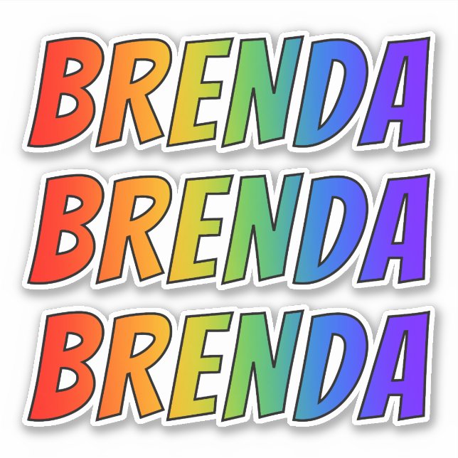 Vorname "BRENDA" mit// Fun Rainbow Coloring Aufkleber (Vorderseite)