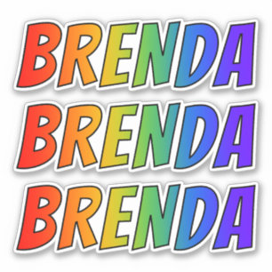 Vorname "BRENDA" mit Spaß-Regenbogen-Farbton Aufkleber