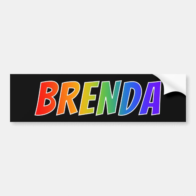 Vorname "BRENDA": Spaß-Regenbogen-Farbton Autoaufkleber (Vorne)