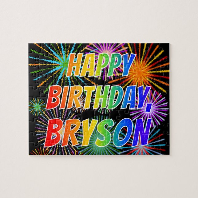 Vorname "BRYSON", Fun "HAPPY BIRTHDAY" (Horizontal)