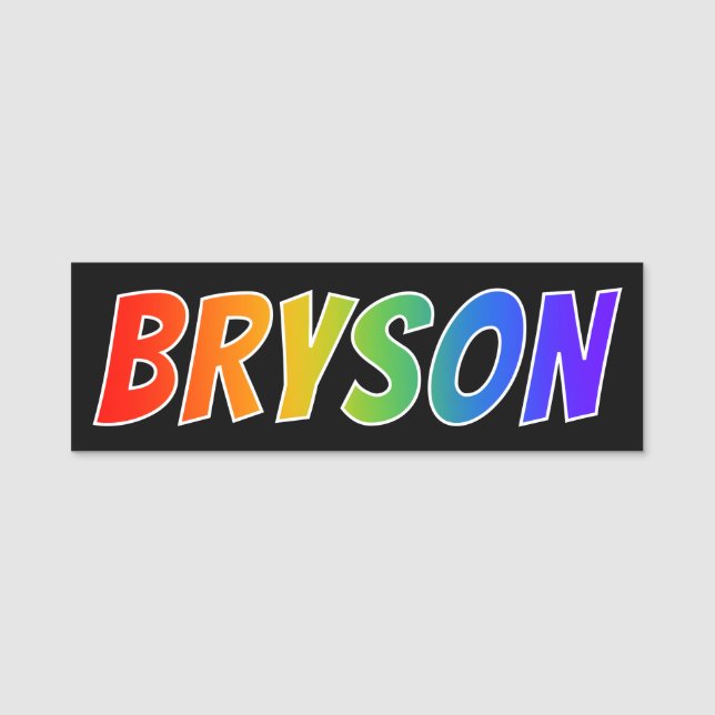 Vorname "BRYSON": Fun Rainbow Coloring Namensschild (Vorderseite)