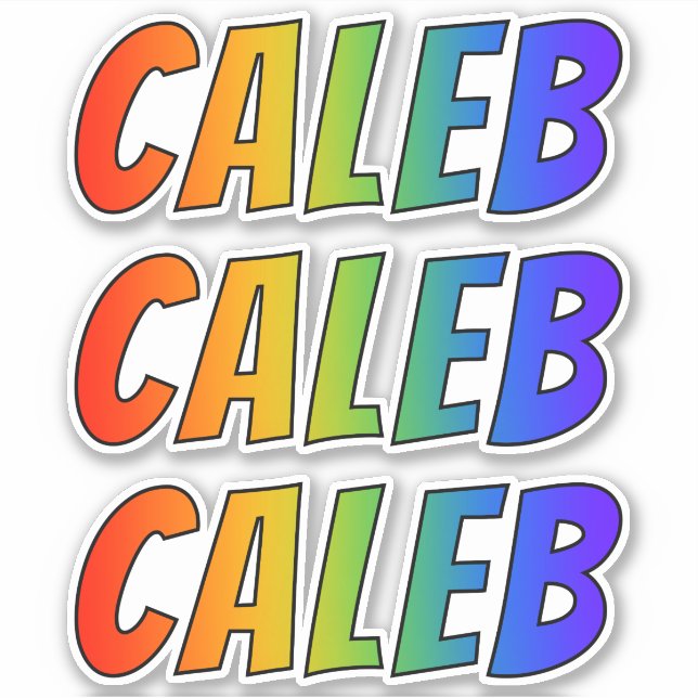 Vorname "CALEB" mit/ Fun Rainbow Coloring Aufkleber (Vorderseite)