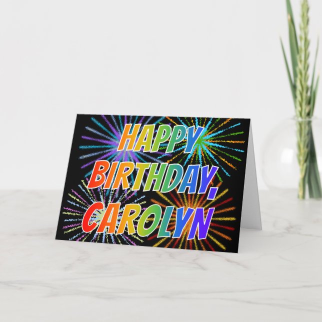Vorname "CAROLYN" Spaß "GLÜCKLICHER GEBURTSTAG" Karte (Vorderseite)