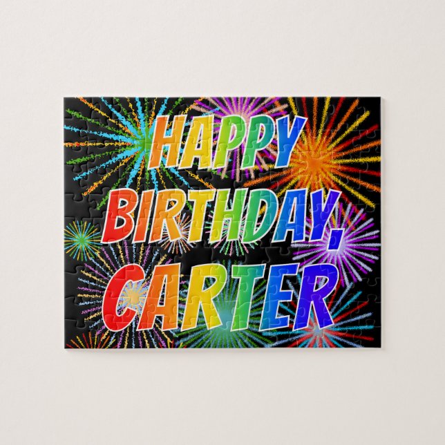 Vorname "CARTER", Spaß "GLÜCKLICHER GEBURTSTAG" (Horizontal)