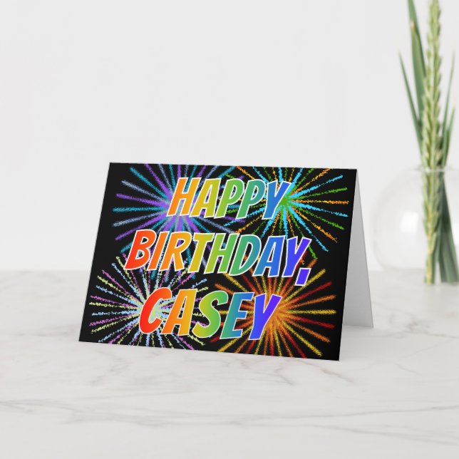 Vorname "CASEY" Fun "HAPPY BIRTHDAY" Karte (Vorderseite)