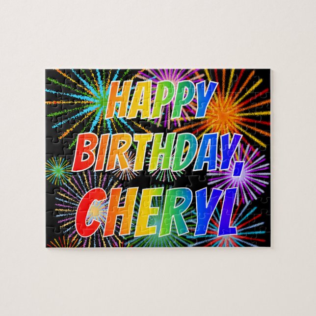 Vorname "CHERYL", Spaß "GLÜCKLICHER GEBURTSTAG" (Horizontal)