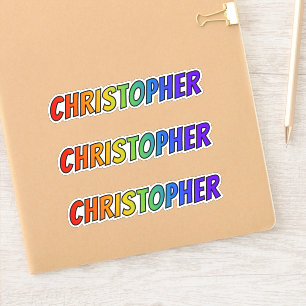 Vorname "CHRISTOPHER" mit Spaß-Regenbogen-Farbton Aufkleber