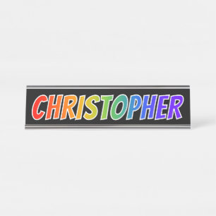 Vorname "CHRISTOPHER": Spaß-Regenbogen-Farbton Schreibtischnamensplakette