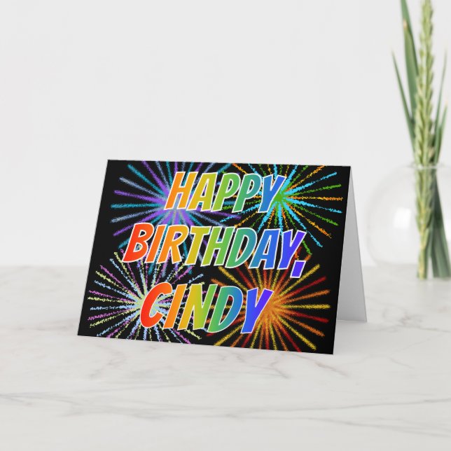 Vorname "CINDY" Fun "HAPPY BIRTHDAY" Karte (Vorderseite)