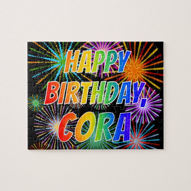 Vorname "CORA", Fun "HAPPY BIRTHDAY" (Horizontal)