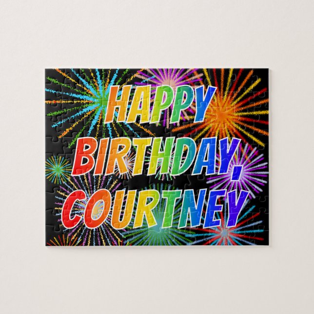 Vorname "COURTNEY", Fun "HAPPY BIRTHDAY" (Horizontal)