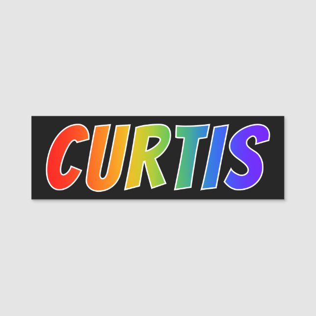 Vorname "CURTIS": Fun Rainbow Coloring Namensschild (Vorderseite)