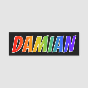 Vorname "DAMIAN": Spaß-Regenbogen-Farbton Namensschild