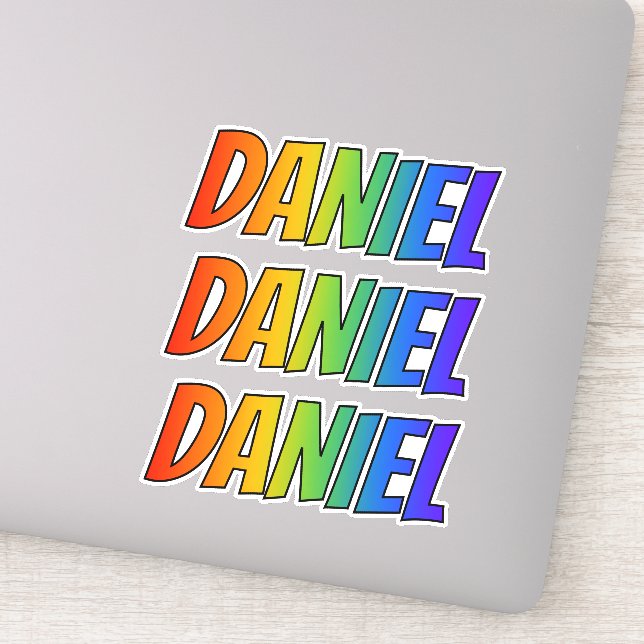 Vorname "DANIEL" mit/ Fun Rainbow Coloring Aufkleber (Detail)