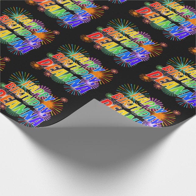 Vorname "DEANNA", Spaß "GLÜCKLICHER GEBURTSTAG" Geschenkpapier (Ecke)