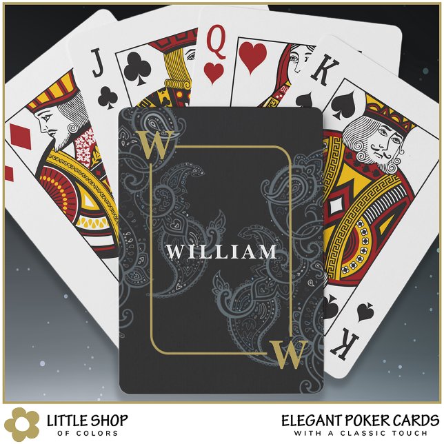 Vorname der eleganten Black Gold Paisley Monogram Spielkarten (Von Creator hochgeladen)