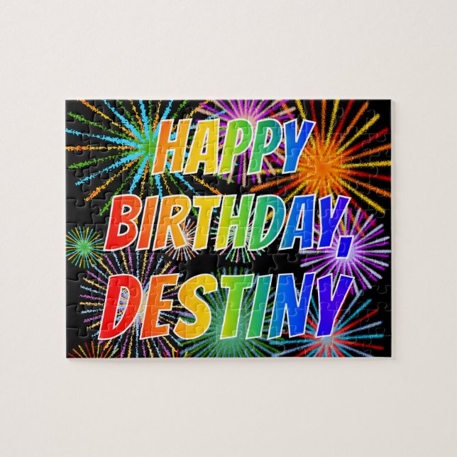 Vorname "DESTINY", Spaß "GLÜCKLICHER GEBURTSTAG" (Horizontal)