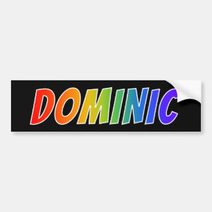 Vorname "DOMINIC": Fun-Regenbogenfarben Autoaufkleber