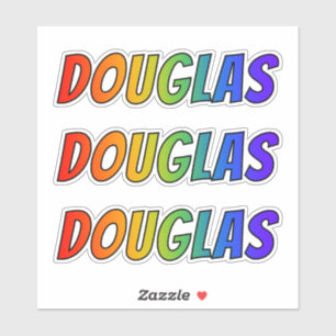 Vorname "DOUGLAS" mit Spaß-Regenbogen-Farbton Aufkleber