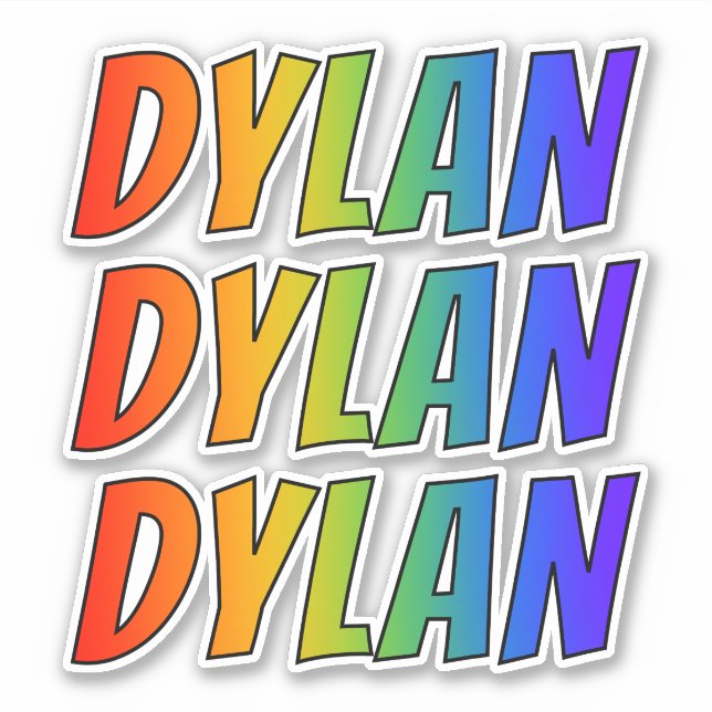 Vorname "DYLAN" mit/ Fun Rainbow Coloring Aufkleber (Vorderseite)