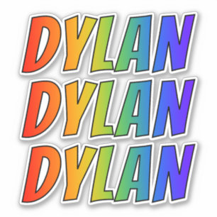 Vorname "DYLAN" mit Spaß-Regenbogen-Farbton Aufkleber