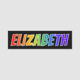Vorname "ELIZABETH": Spaß-Regenbogen-Farbton Namensschild