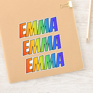 Vorname "EMMA" mit Spaß-Regenbogen-Farbton Aufkleber
