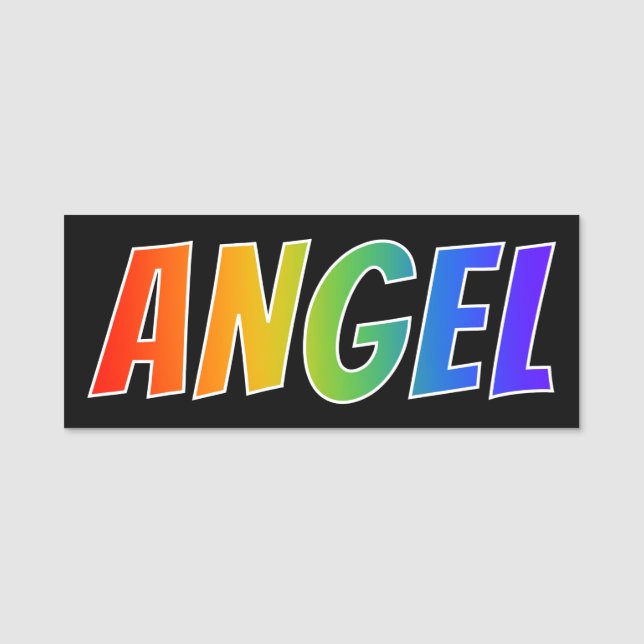 Vorname "ENGEL": Spaß-Regenbogen-Farbton Namensschild (Vorderseite)