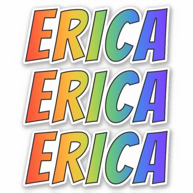 Vorname "ERICA" mit/ Fun Rainbow Coloring Aufkleber (Vorderseite)