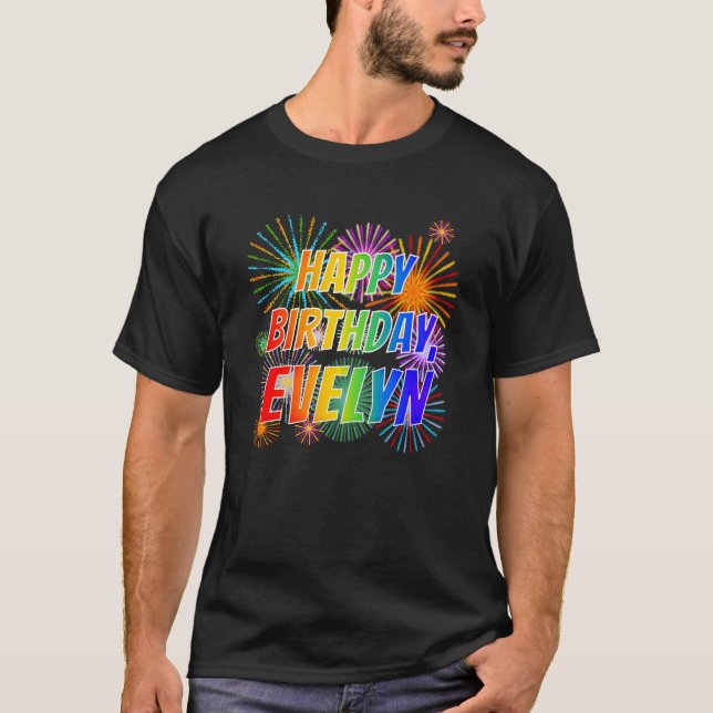 Vorname "EVELYN", Fun "GLÜCK BIRTHTAG" T-Shirt (Vorderseite)