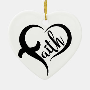 Vorname   Faith Inspiration Black Typografy Keramik Ornament