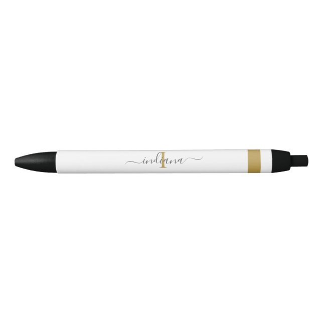 Vorname für Elegant Gold Gray Script Monogram Kugelschreiber (Vorderseite)