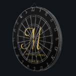Vorname für elegante Black Gold Monogram Dartscheibe<br><div class="desc">Elegantes Black and Gold Monogram,  Initial Name Custom Dart Board</div>