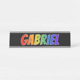 Vorname "GABRIEL": Spaß-Regenbogen-Farbton Schreibtischnamensplakette