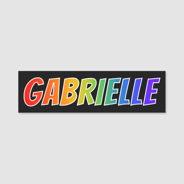 Vorname "GABRIELLE": Spaß-Regenbogen-Farbton Namensschild (Vorderseite)