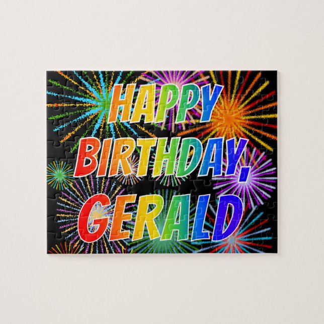 Vorname "GERALD", Fun "HAPPY BIRTHDAY" (Horizontal)