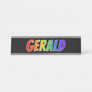 Vorname "GERALD": Fun Rainbow Coloring Schreibtischnamensplakette