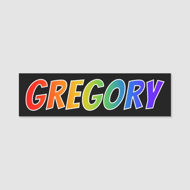 Vorname "GREGORY": Fun Rainbow Coloring Namensschild (Vorderseite)