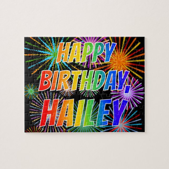 Vorname "HAILEY", Fun "HAPPY BIRTHDAY" (Horizontal)