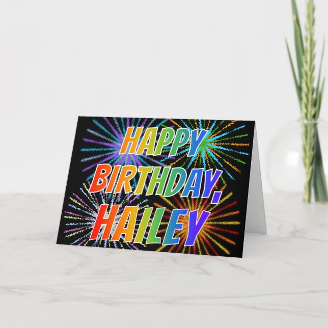 Vorname "HAILEY" Fun "HAPPY BIRTHDAY" Karte (Vorderseite)