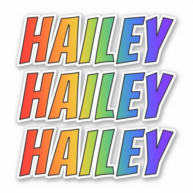 Vorname "HAILEY" mit/ Fun Rainbow Coloring Aufkleber (Vorderseite)
