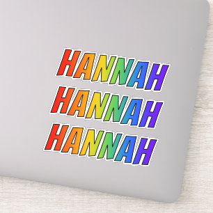 Vorname "HANNAH" mit Spaß-Regenbogen-Farbton Aufkleber