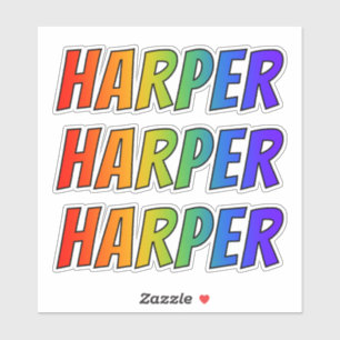 Vorname "HARPER" mit Spaß-Regenbogen-Farbton Aufkleber