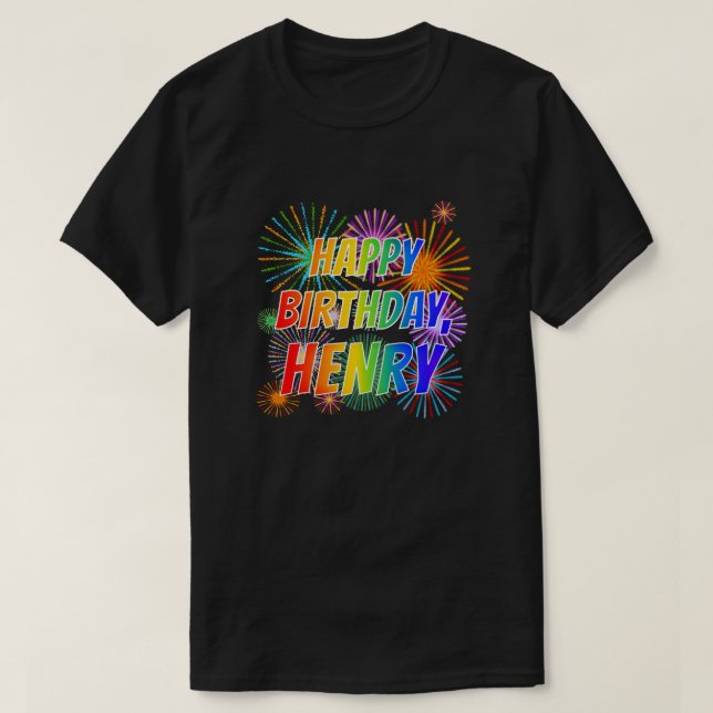Vorname "HENRY", Fun "HAPPY BIRTHDAY" T-Shirt (Design vorne)