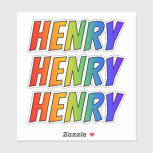 Vorname "HENRY" mit Spaß-Regenbogen-Farbton Aufkleber