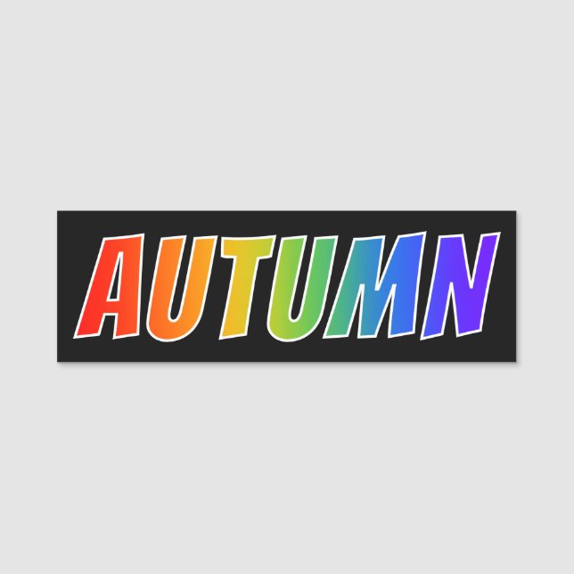 Vorname "HERBST": Spaß-Regenbogen-Farbton Namensschild (Vorderseite)