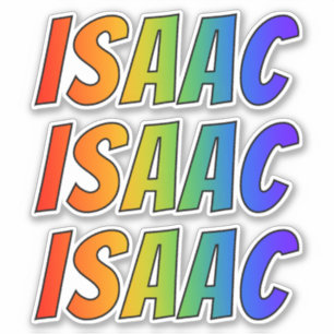 Vorname "ISAAC" mit Spaß-Regenbogen-Farbton Aufkleber